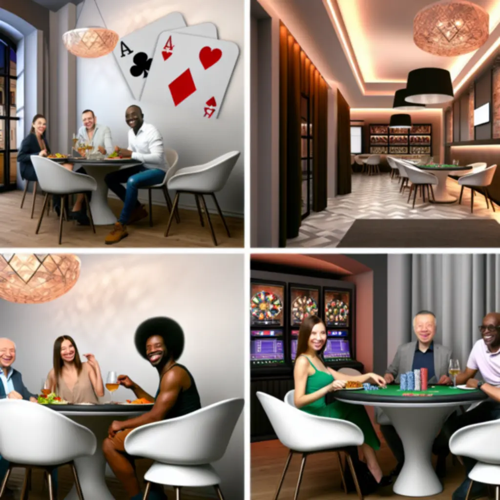 Nowoczesne wnętrze restauracji NAXSOL ENTERPRISES LTD z akcentem pokerowym