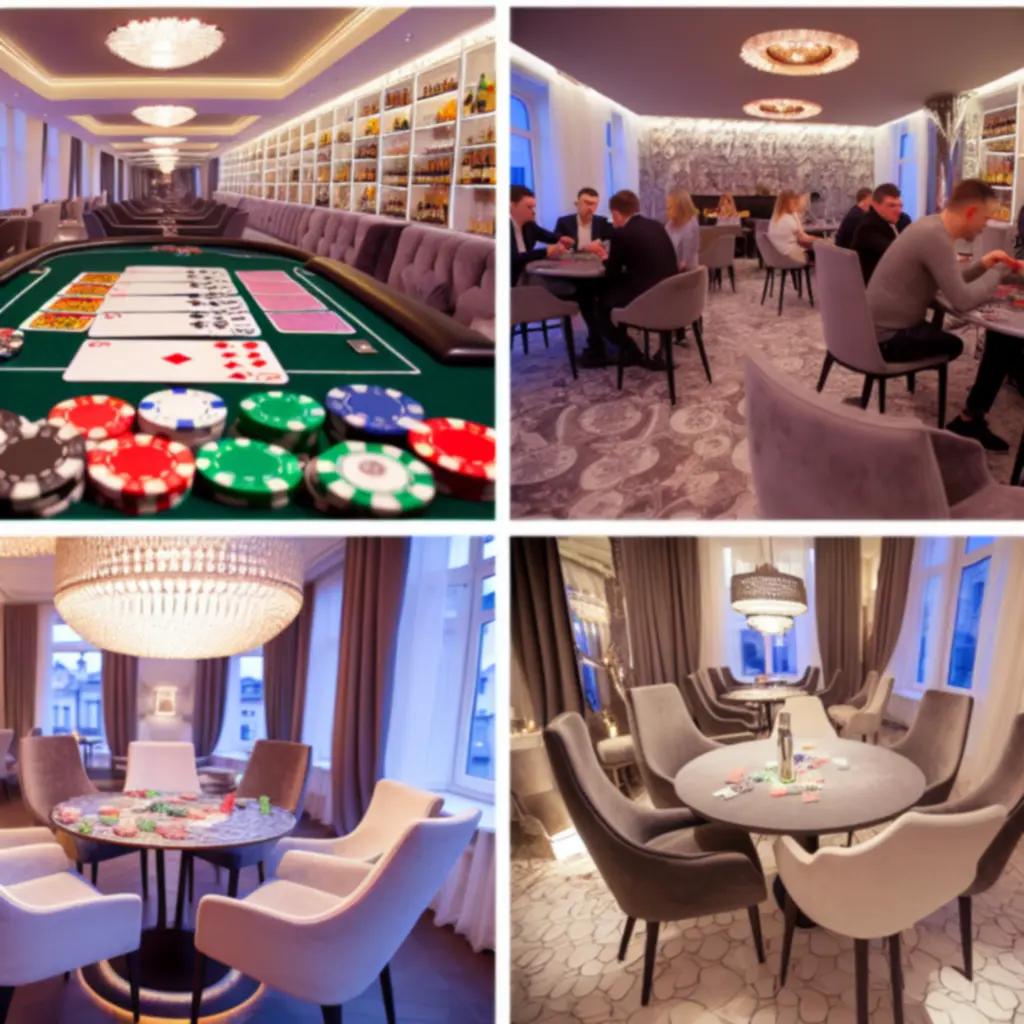 Poker Lounge w NAXSOL ENTERPRISES LTD z eleganckim wystrojem i stołami pokerowymi